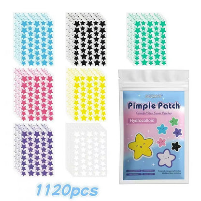 Seven-Color Star Hydrocolloid Pimple Patches – 280/1120/1680 Pieces for Discreet and Gentle Skincare