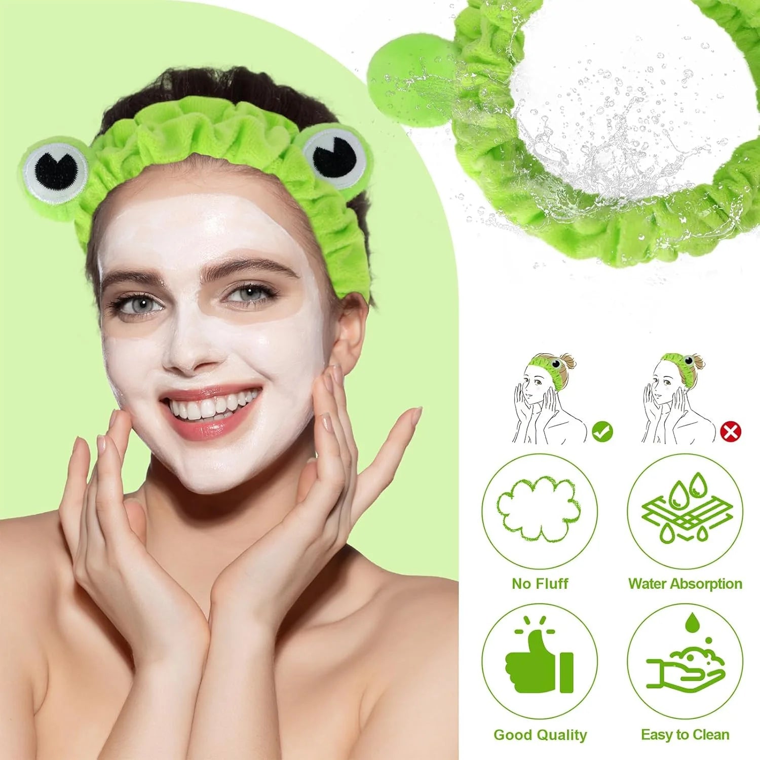 Reen Frog Eye Elastic Headband - Multi-Purpose Accessory for Spa, Skincare, Makeup, and Face Washing - Ideal Gift for Women (1 Pack)