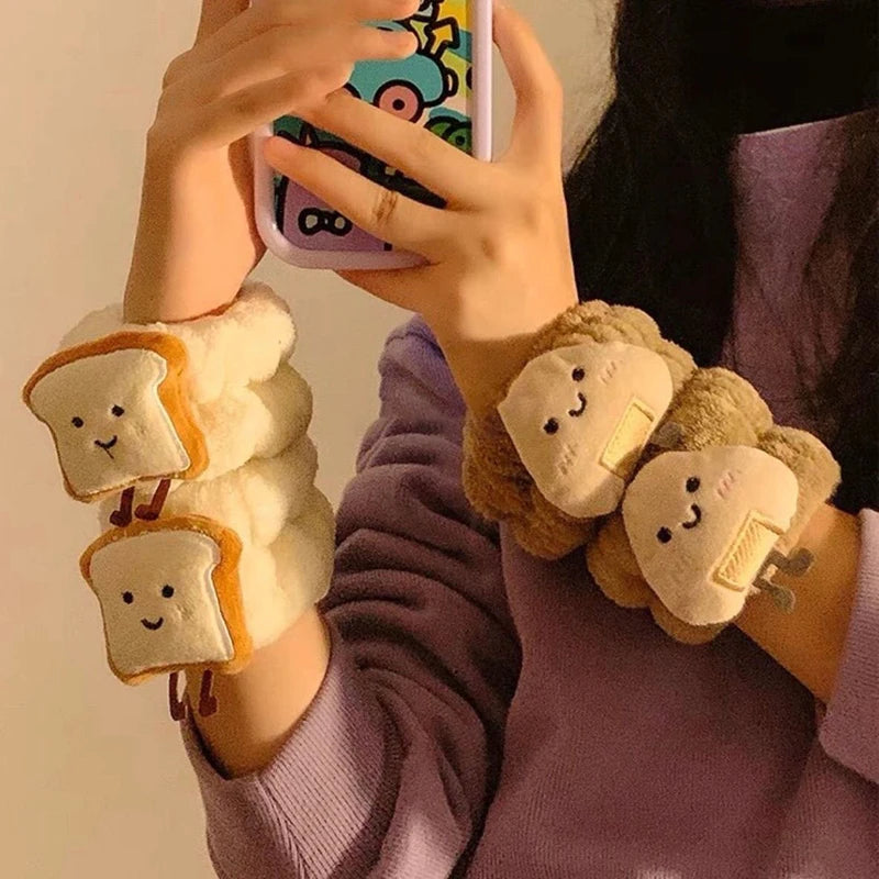 Spa Headband and Wristband Set for Facial Care and Makeup Application - Fleece Hair Band and Wrist Cuffs for Women and Girls