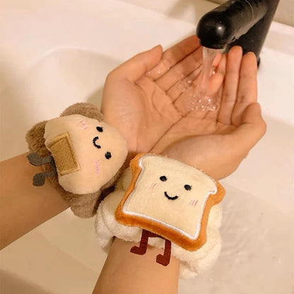 Spa Headband and Wristband Set for Facial Care and Makeup Application - Fleece Hair Band and Wrist Cuffs for Women and Girls