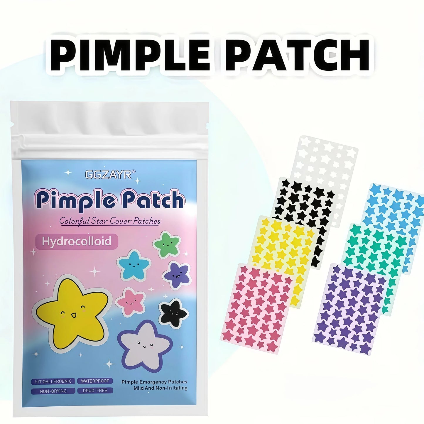 Seven-Color Star Hydrocolloid Pimple Patches – 280/1120/1680 Pieces for Discreet and Gentle Skincare
