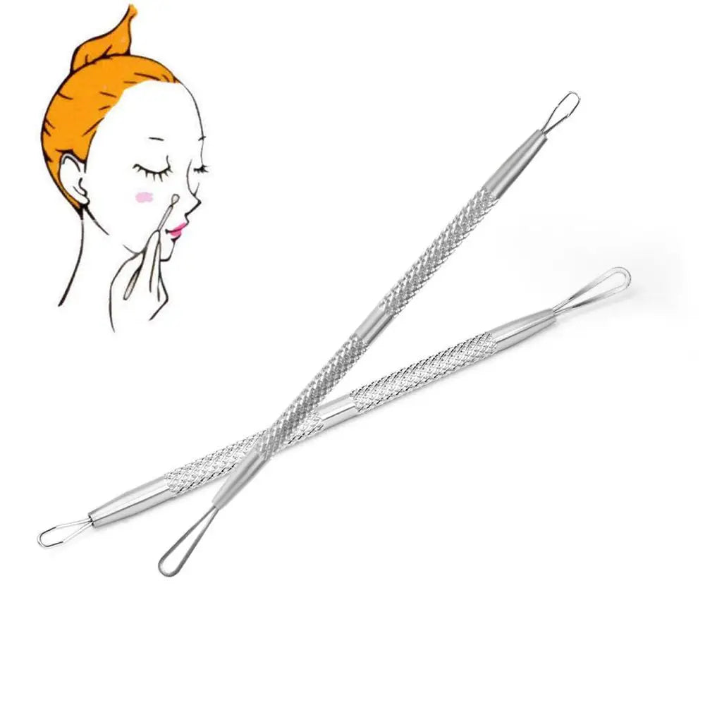 Stainless Steel Blackhead and Blemish Extractor Tool with Dual Loop Needles for Acne Treatment and Skin Care